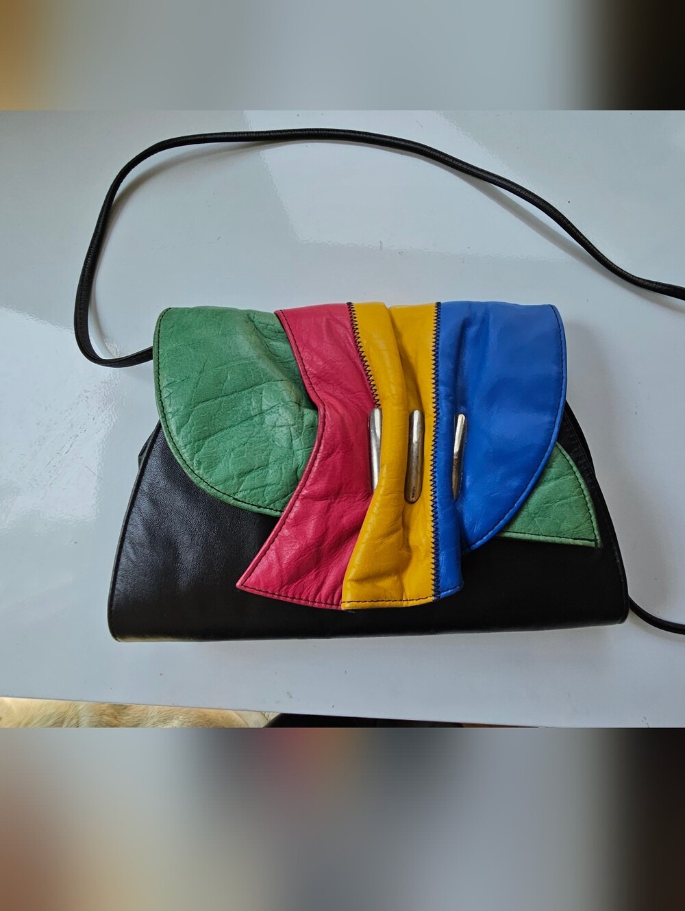 Vintage Multi-Color Leather Crossbody Bag